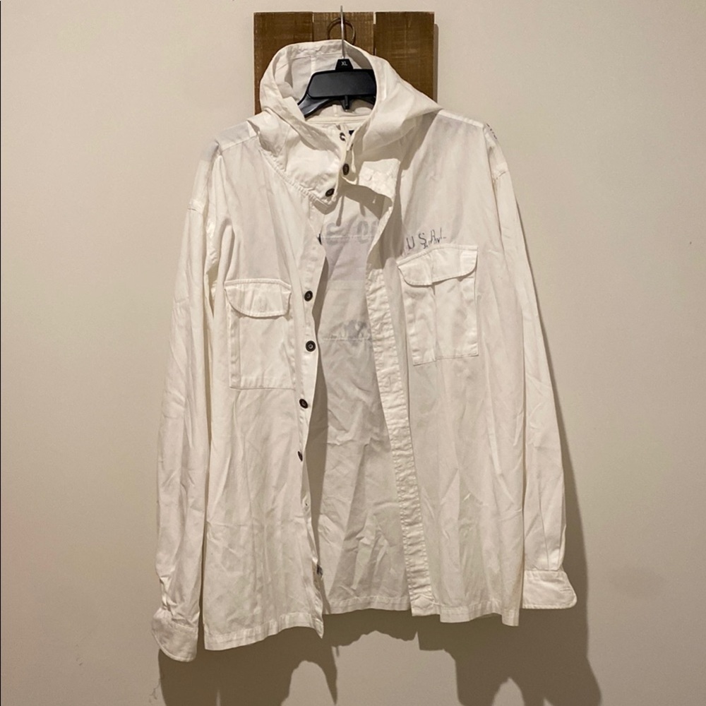 Polo by Ralph Lauren White Utility Jacket with Belted Design